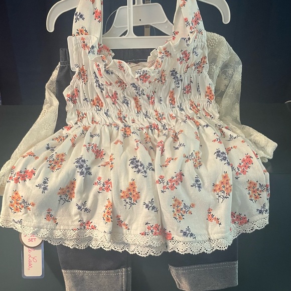 #80 - New 3 Piece Set (Dress / Cardigan / leggings) by the brand Little Lass. - Picture 2 of 12